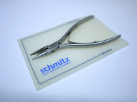 product - schmitz electronic snipe nose pliers INOX straight, short, serrated jaws, stainless steel 4.3/4"