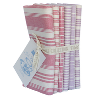 Fabric: Fat Quarters: Tea Towel Basics: 50 x 55cm: Red and Plum: Bundle of 6