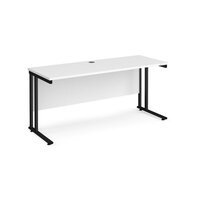 Maestro 25 straight desk 1600mm x 600mm - black cantilever leg frame and white t