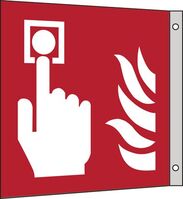 Fahnenschild - Brandmelder, Rot, 20 x 20 cm, Aluminium, Für außen und innen