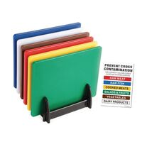 Hygiplas Colour Coded Chopping Board Set with Rack & Wall Chart 6 Pieces