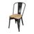 Bolero Bistro Side Chairs with Wooden Seat Pad in Black Steel - Pack of 4