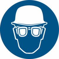 Sicherheitskennzeichnung - Augen- und Kopfschutz benutzen, Blau, 20 cm, Folie