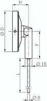 Zeichnung: Bimetallthermometer senkrecht ohne Schutzrohr