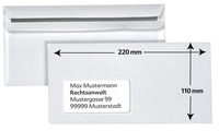 BONG Briefumschlag DIN lang, selbstklebend, weiß, mit Fenster, Pack: 1.000 Stück, weiß