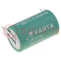 Battery: lithium; 3V; 1/2AA,1/2R6; 950mAh; non-rechargeable; 2pin