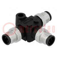 T adapter; M12 male x3; A code-DeviceNet / CANopen; PIN: 4; IP68