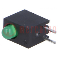 LED; dans un boîtier; 3mm; Nb.de diodes: 1; vert; 20mA; 60°; 8÷20mcd