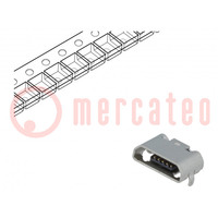 Contact; USB B micro; op PCB; SMT; PIN: 5; horizontaal; USB 2.0