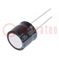 Capacitor: electrolytic; THT; 1000uF; 35VDC; Ø16x15mm; Pitch: 7.5mm