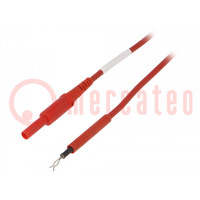 Test lead; 19A; probe tip,banana plug 4mm; Len: 1m; red