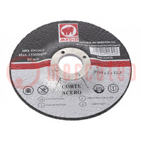 Cutting wheel; Ø: 115mm; Øhole: 22mm; Disc thick: 3mm; metal,steel