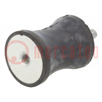 Vibration damper; M8; Ø: 40mm; rubber; L: 50mm; Thread len: 23mm