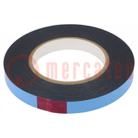Tape: fixing; W: 15mm; L: 10m; Thk: 0.8mm; two-sided adhesive; black