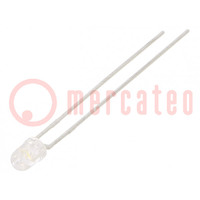 LED; 3mm; weiss; 400÷1100mcd; 45°; Front: gewölbt; 3,3÷3,8V