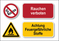 Sicherheitszeichen-Schild - Rauchen verboten/Achtung Feuergefährliche Stoffe