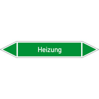 Rohrleitungskennzeichnung/Pfeilschild Gruppe1 Wasser(grün),selbstkl. 22,3x3,7cm Version: P1136 DIN 2403 - Heizung P1136
