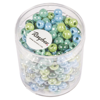 Verpackungsfoto: Glas-Großlochradl,opak, grün, blau Töne