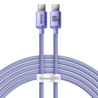 BASEUS CRYSTAL SHINE USB-C TO USB-C CHARGING CABLE 100W, 2M - PURPLE CAJY000705