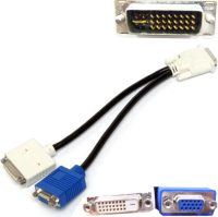 DELL WU329 video kabel adapter DVI-I DVI + VGA (D-Sub) Zwart, Blauw, Wit