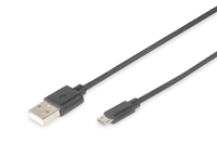 Digitus AK-300127-010-S USB kábel 1 M USB 2.0 USB A Micro-USB B Fekete