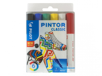 Pilot Pintor Classic marker 6 pc(s) Bullet tip Black, Blue, Green, Red, White, Yellow