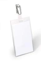 Durable Clip Name Tag ID Badge Card Holders | 25 Pack | Vertical 90 x 60mm