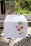 Embroidery Kit: Table Runner: Bird & Pansies
