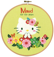 Counted Cross Stich Kit with Hoop: Hello Kitty: Green Floral