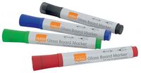 Nobo Glass Whiteboard Marker Bullet Tip 3mm Line Assorted Colours (Pack 4)