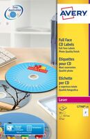 Avery Laser Full Face CD/DVD Glossy Label 117mm Diameter 2 Per A(Pack 25 Labels)