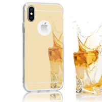 NALIA Spiegel Hülle für Apple iPhone X XS, Silikon Mirror Case Schutz Cover Etui-Gold