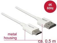 Kabel High Speed HDMI mit Ethernet, Stecker A an Stecker Mini-C, 3D, 4K, Slim High Quality, weiß, 0,