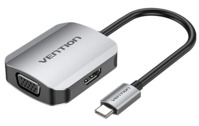 Vention USB-C -> HDMI/VGA/USB 3.0 x3/PD (0,15m Szürke Aluminum Ötvözet) Dokkoló