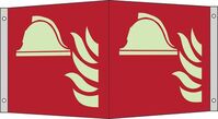 Winkelschild - Mittel und Geräte zur Brandbekämpfung, Rot, 20 x 20 cm, Weiß