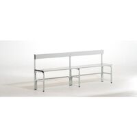 Half height cloakroom bench with back rest, single-sided