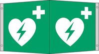 Winkelschild - Automatisierter externer Defibrillator (AED), Grün, 15 x 15 cm