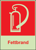 Brandschutz-Kombischild - Feuerlöscher, Fettbrand, Rot, 30 x 20 cm, Kunststoff