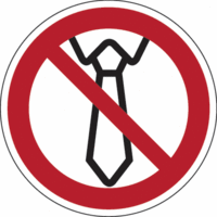 Sicherheitskennzeichnung - Bedienung mit Krawatte verboten, Rot/Schwarz, 20 cm