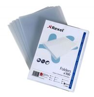 Rexel Superfine Cut Flush Folder A4 Clear (Pack of 100) 12175