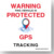 WARNING THIS VEHICLE IS PROTECTED GPS TRACKING, Hinweisaufkleber, 5.2 x 5.2 cm, aus Basis-Folie, mit UV-Schutz