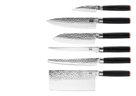 Le Set Complet : 6 couteaux (couteau d'office + santoku + gyuto + filet de sole + couteau à pain + hachoir)