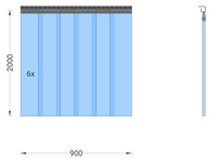 Foto 1 von PVC-Streifenvorhang, Lamellen 200 x 2 mm transparent, Höhe 2,00 m, Breite 0,90 m (0,70 m), Edelstahl