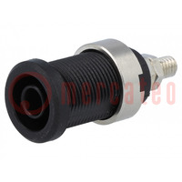 Socket; 4mm banana; 36A; 1kV; black; nickel plated; on panel,screw