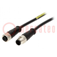 Cable: for sensors/automation; PIN: 4; M12-M12; 5m; plug; plug; 250V