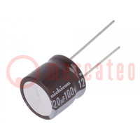 Capacitor: electrolytic; low ESR; THT; 120uF; 100VDC; Ø16x15mm