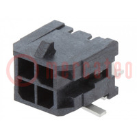 Socket; wire-board; male; Micro-Fit 3.0; 3mm; PIN: 4; Glow-Wire; SMT