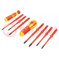 Kit: screwdrivers; insulated; 1kVAC; MOD,Pozidriv®,slot; case