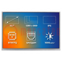 Display: TFT; 10.1"; 1280x800; Illumin: LED; RGB; 1000cd/m2; RIBUS