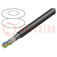 Conduttore; F/UTP; 4x2x24AWG; 5e; filo; Cu; PE; nero; 305m